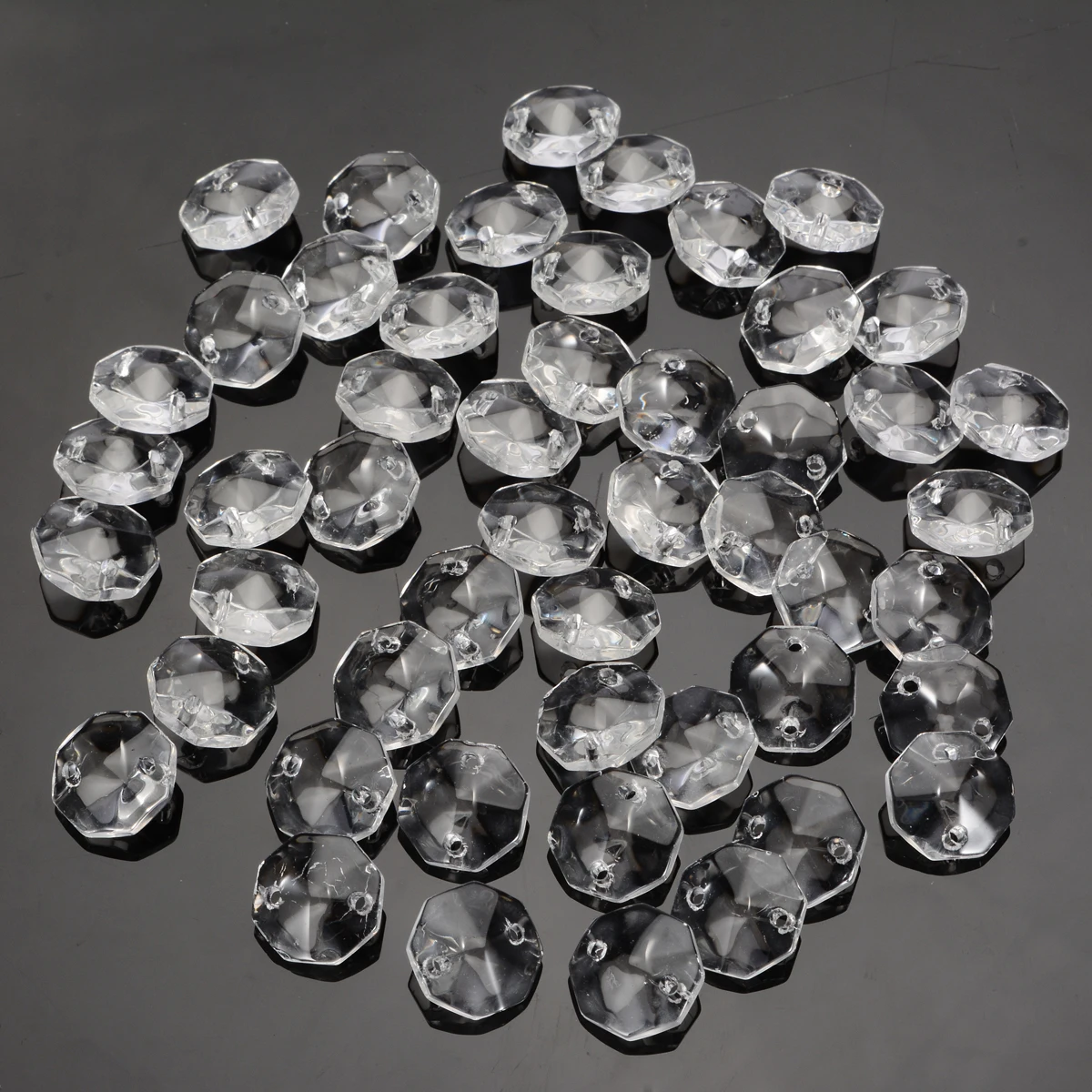 50PCS 14mm Glass Crystal Prisms Octagonal Beads Pendant Lamp Chandelier Parts for Lam Light Decorations