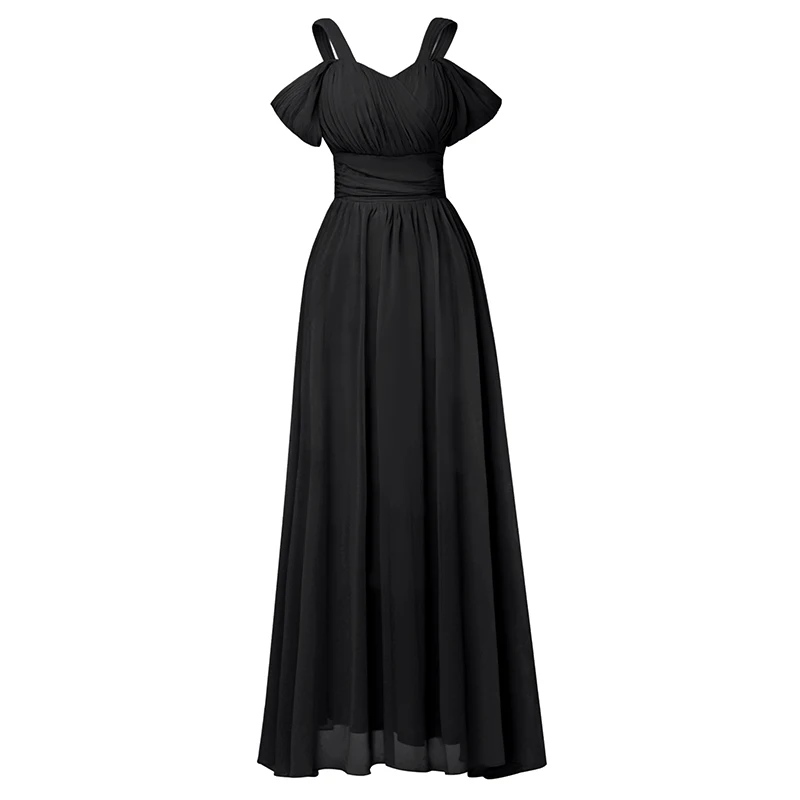Tanpell платье на бретельках для выпускного вечера, недорогое темно-синее платье в пол, ТРАПЕЦИЕВИДНОЕ драпированное платье с задней шнуровкой, вечернее длинное платье для выпускного вечера - Цвет: black