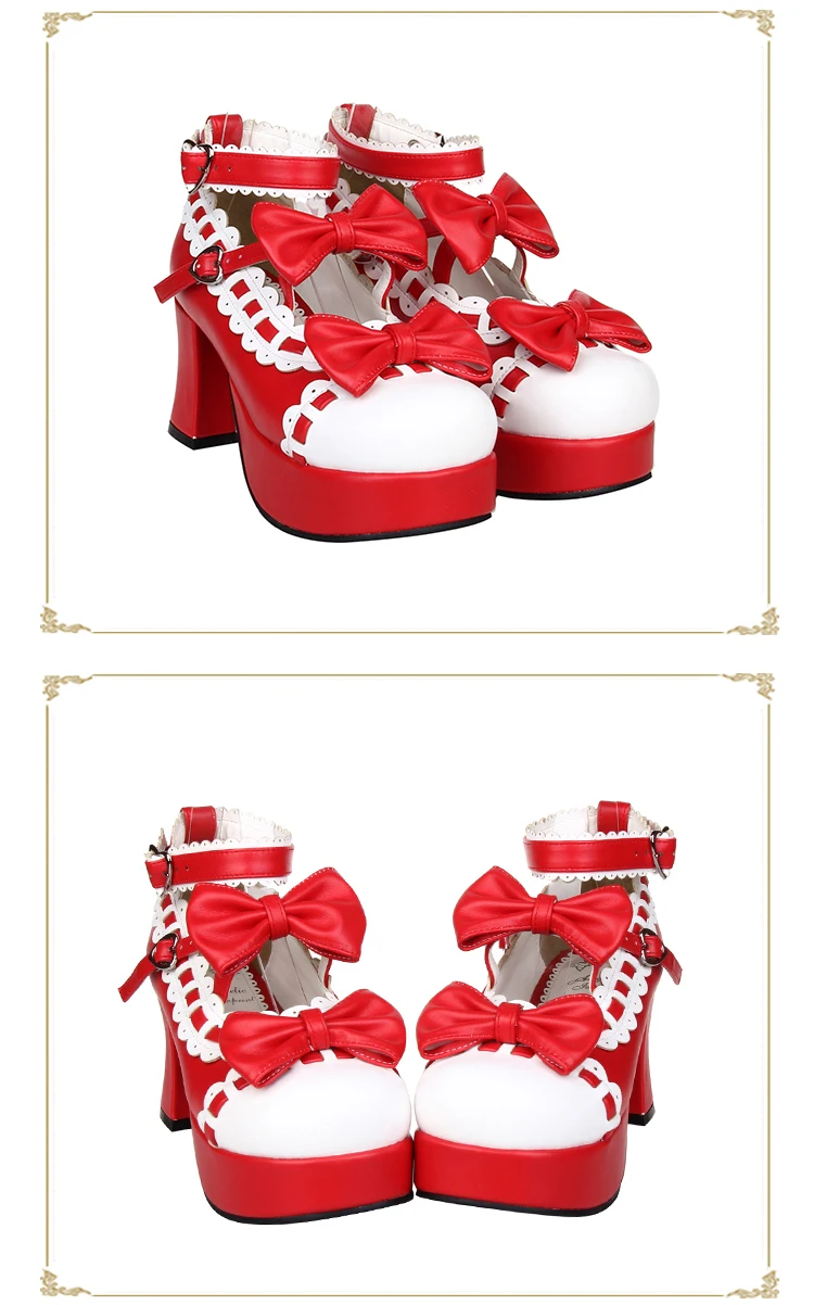 Женские весенние Аниме Косплей туфли Лолиты сандалии женская обувь на высоком каблуке кожаные туфли принцессы на платформе с бантом