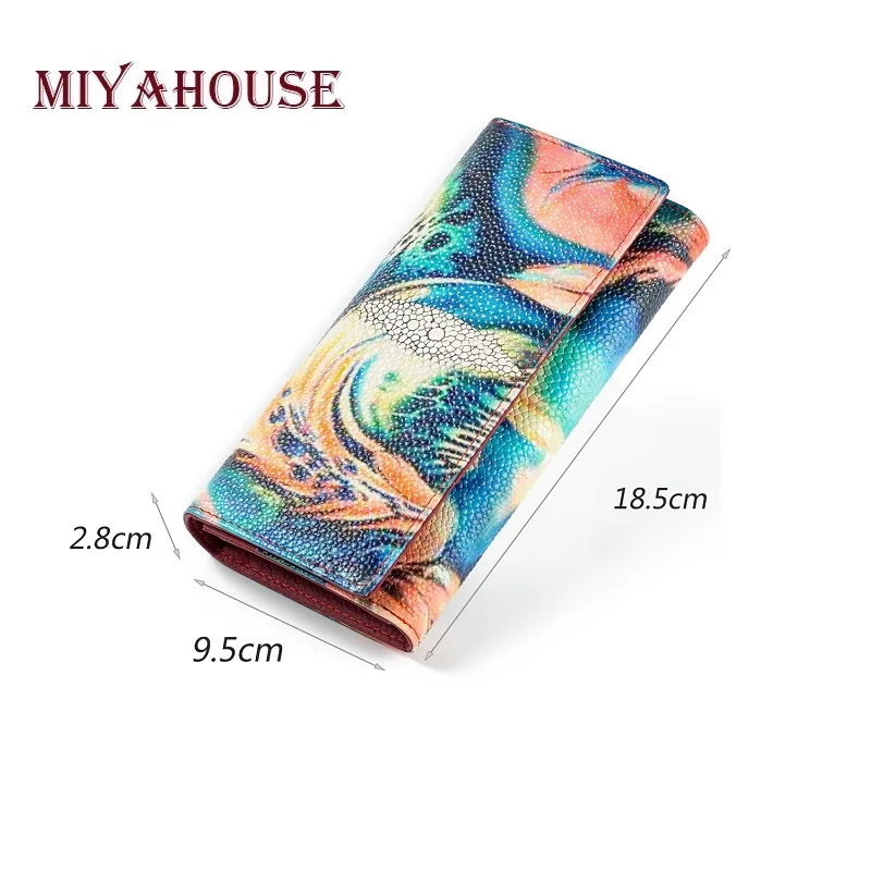 Miyahouse, цветной кожаный кошелек с принтом, женский длинный дизайн, женские клатчи из натуральной кожи, крокодиловый держатель для карт, женский кошелек