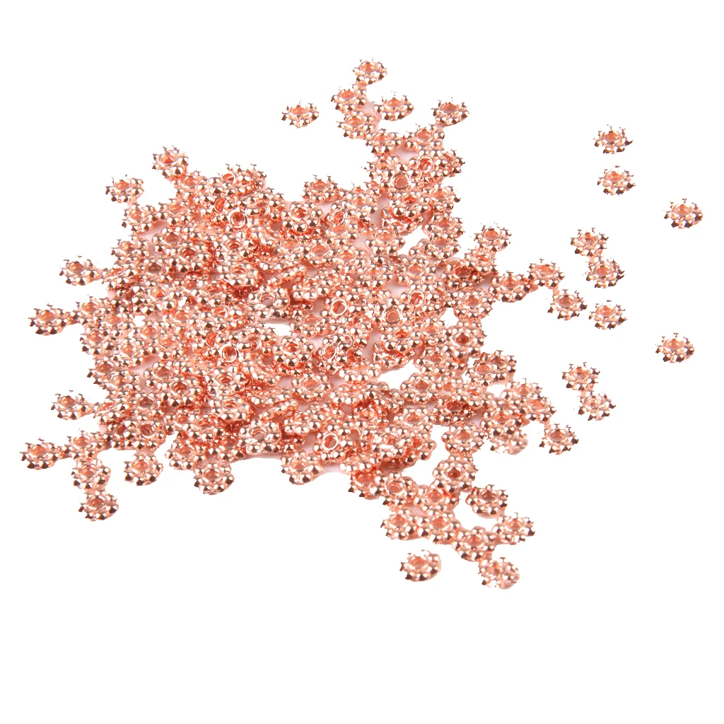 200 pieces 4mm Rose Gold Flower Bead Loose with 1mm Hole for Making Necklace Bracelet Jewelry Findings DIY Supplies