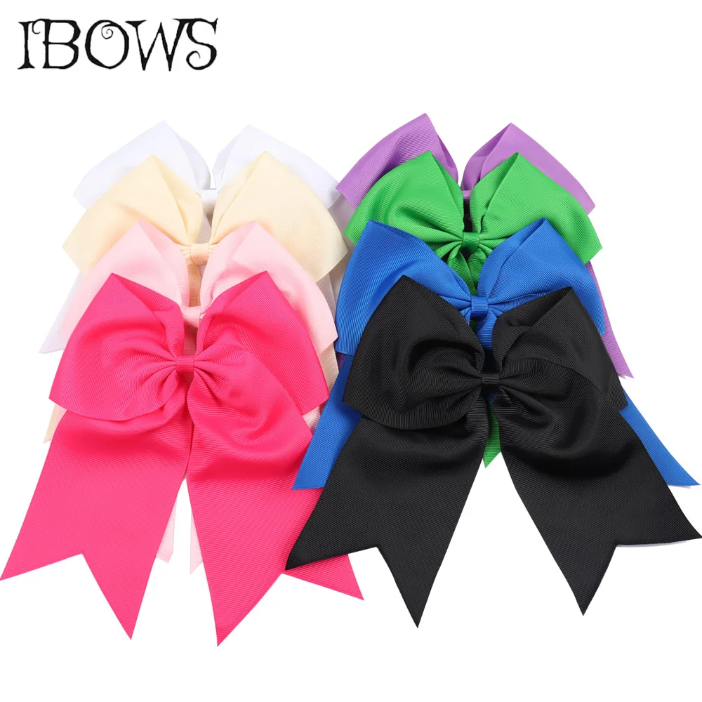 

25Pcs/Lot 8 Inch Solid Cheer Bows Grosgrain Ribbon Hair Clips For Girls Hairgrips Wholesale Hair Barrette Hair Accessories