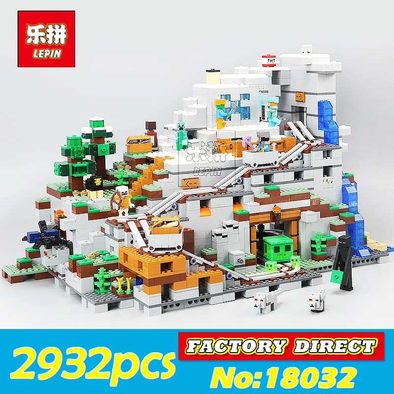 

LEPIN 18032 2932pcs Model Building Kit Blocks Bricks Miniecraft The Mountain Cave My worlds Compatible with legoing 21137