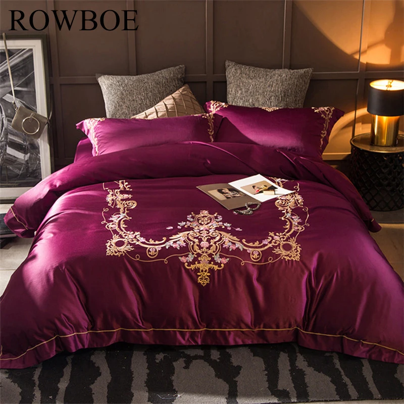 

ROWBOE brand Queen King size bedding set Silk cotton bed linen quilt cover pillowcase Nordic style fashion Jacquard bedding