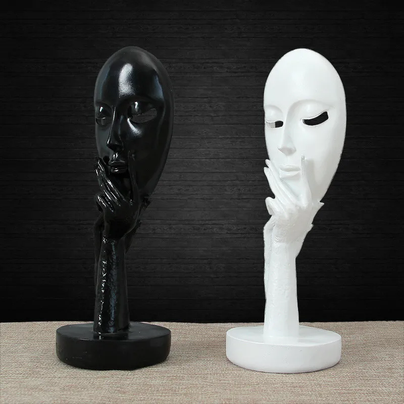

Resin Abstract Craft Figurines Office Decorative Sculptures Human Model Face White Black Classic Household Decorations Figurines