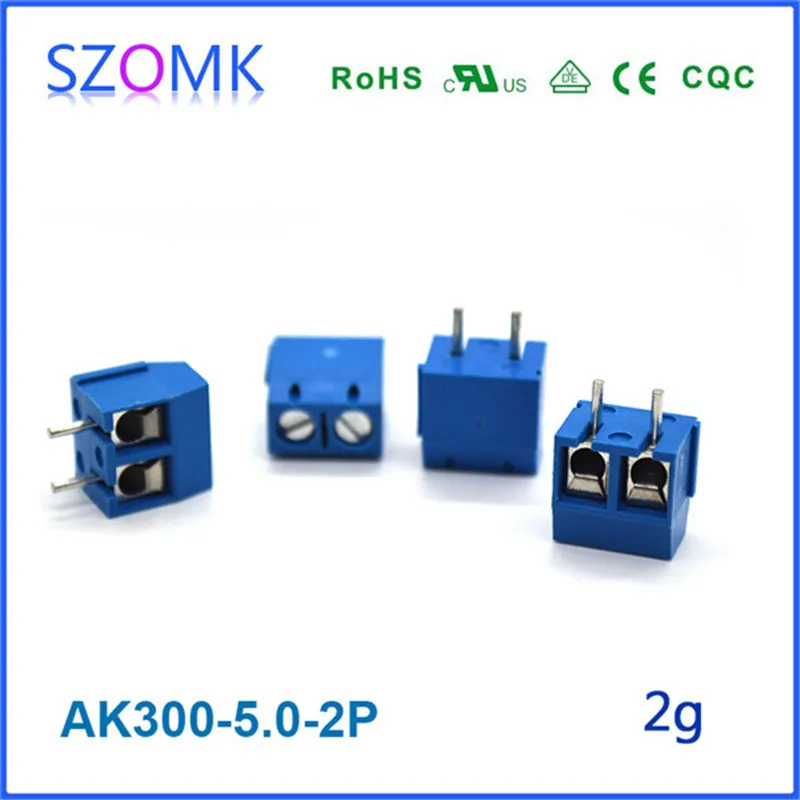 

50 pcs/lot, Straight Pin PCB Wire Protection Terminal block connector 5.0mm pitch and 2 pins connectors wire cable AK300-5.0-2P
