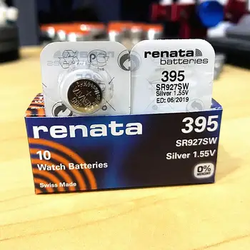 

100Xrenata Silver Oxide Watch Battery 395 SR927SW 927 1.55V 100% original brand renata 395 renata 927 battery