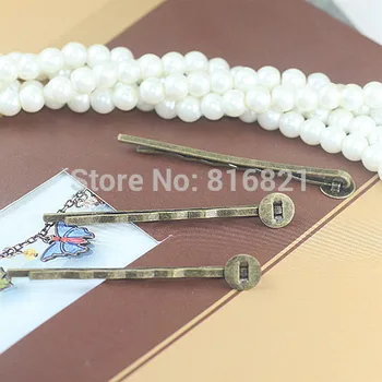 

8mm Antique Bronze tone Plated Grips Blank Bobby Pins Bases Circle Pad Bobby Pins Hairwear Hairpins Hair Clips Findings