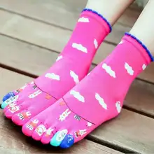 Осень-зима Для женщин и девочек Теплый мягкий яркий цветной комплекты с рисунками «пять пальцы рук и ног носки Для женщин хлопковые носки(3 пар/лот