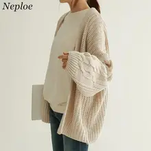 Neploe, корейские свитера, кардиганы для женщин,, осень, зима, Ретро стиль, трикотаж, модное, одноцветное, повседневное, длинный рукав, Свободное пальто 36604