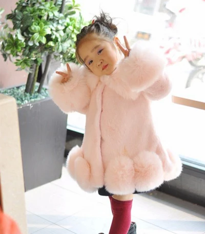 pink Коллекция года, зимнее пальто с искусственным мехом для маленьких девочек Брендовое меховое пальто для девочек, официальные мягкие вечерние пальто Детская свадебная одежда, пальто Одежда для девочек - Цвет: pink