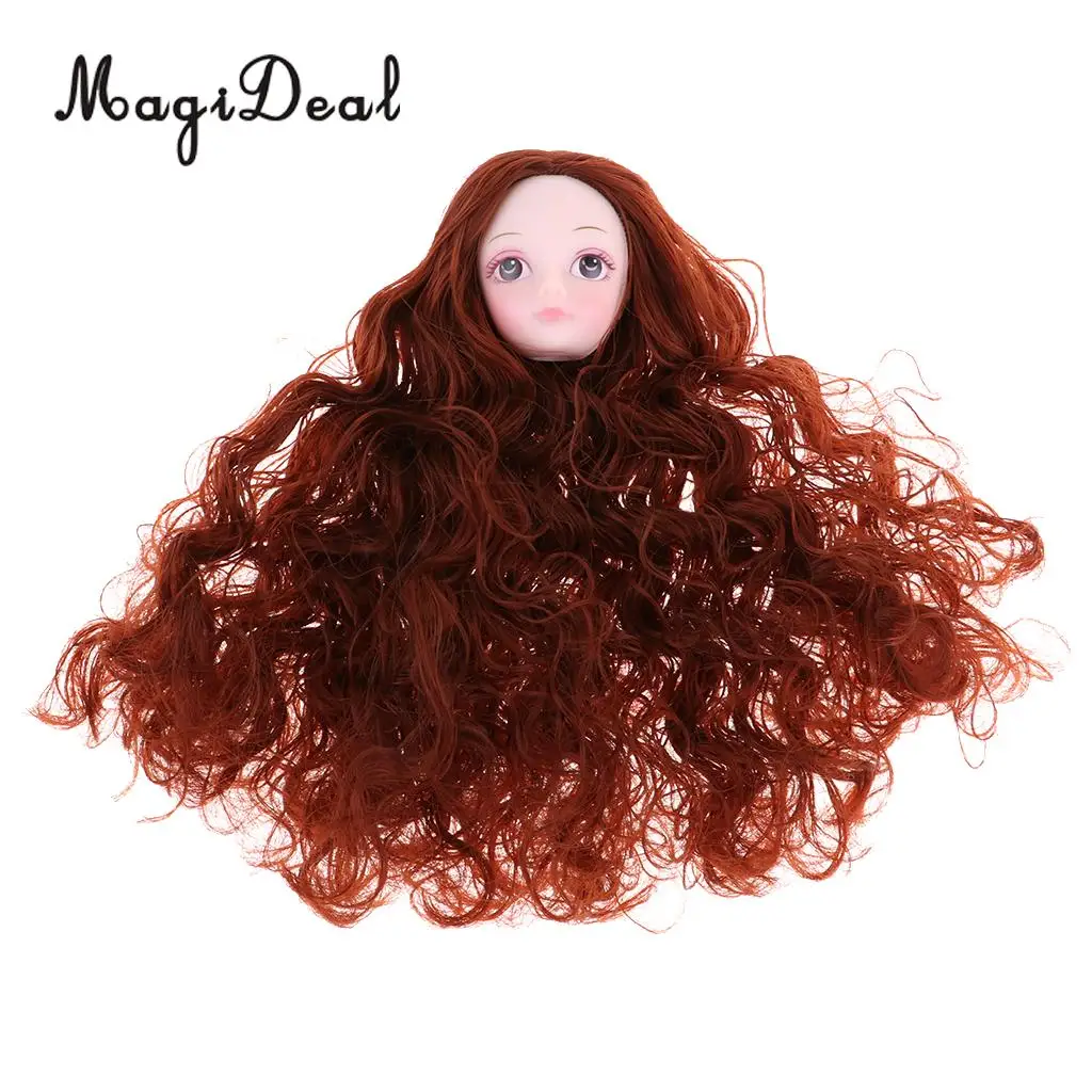 1/6 Female Action Figures BJD Head Sculpt Golden Brown Hair DIY Custom for DOD SD DD Dollfie