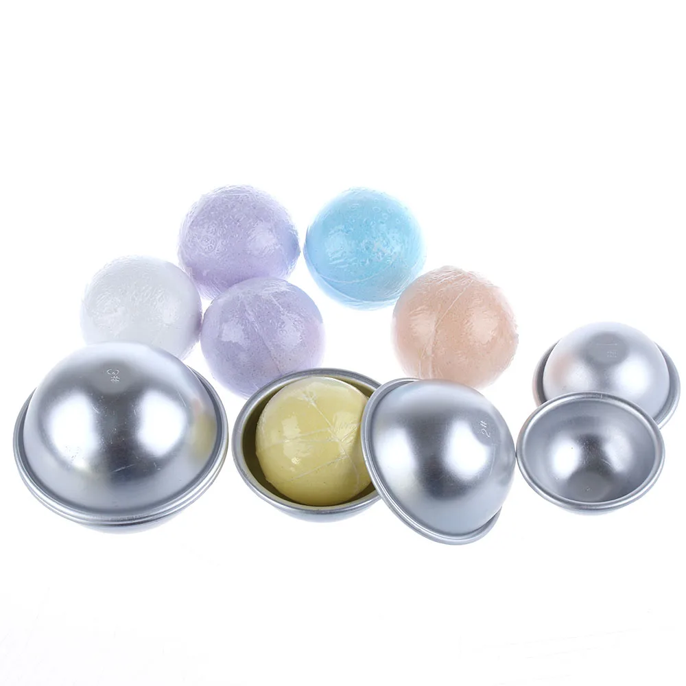 

2Pcs Sets 3D Half Ball Aluminum Sphere Bath Bombs Mold Cake Pan Tin Baking Mold DIY Decorative Tools