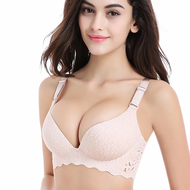 

Women Sexy Seamless Bra Push Up Bras Big Size Cup Brassiere Underwear Gather Adjustable Intimates Bralette Bras For Women