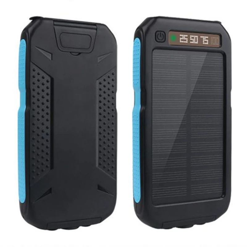 

Solar Charger Waterproof battery 20000mAh digital display External solar power bank and plug-in for Smartphone with LED Light