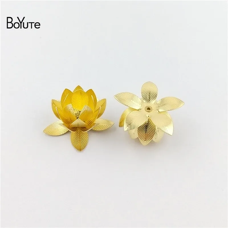 28MM-Raw Brass BoYuTe(5 шт./лот) Diy ручной работы аксессуары для ювелирных изделий 28 мм 30 мм штамповка металла латунь цветок Хризантема лотоса - Цвет: 28MM-Raw Brass