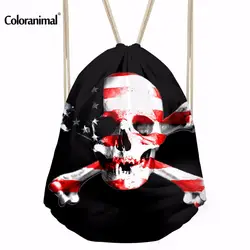 Coloranimal 3D печать Punk Череп drawstring сумка Для женщин ежедневно Mochila Feminina сумка Обувь для мальчиков Повседневное Путешествия мягкая сумка для