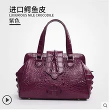 gete 2019 new Imported genuine crocodile leather women handbag for lady fashion clasp crocodile bag for lady big bag