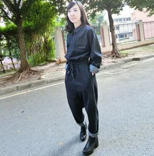 Women Sexy Black Denim Jumpsuit Romper Long Sleeve Wide Leg Loose Cross Pants Winter Autumn Jeans Jumpsuit Streetwear Overalls Women Sexy Black Denim Jumpsuit Romper Long Sleeve Wide Leg Loose Cross Pants Winter Autumn Jeans Jumpsuit Streetwear Overalls
