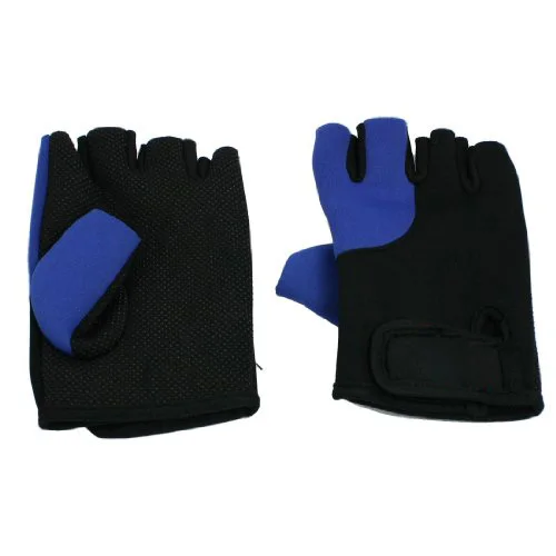 2Pcs Black /Blue Neoprene Fingerless With Neoprene& Rubber Sports