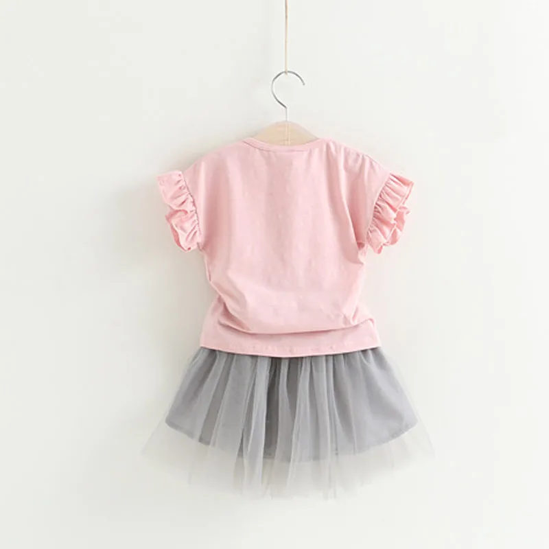 Sodawn/Летняя стильная одежда для девочек; модная футболка с надписью+ юбка с цветочным принтом; комплект из 2 предметов; комплекты одежды для девочек; детская одежда