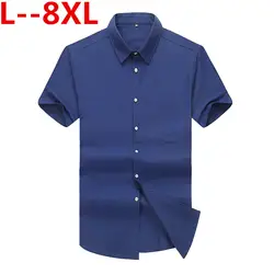 8XL 6XL 5XL летняя новая мужская рубашка брендовая роскошная мужская хлопковая рубашка с короткими рукавами рубашка с отложным воротником