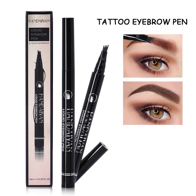 

4 Heads Fork Liquid Painting Brow Tattoo Pencil Black Brown Color Waterproof Natural Microblading Eyebrow Pen Tint Makeup