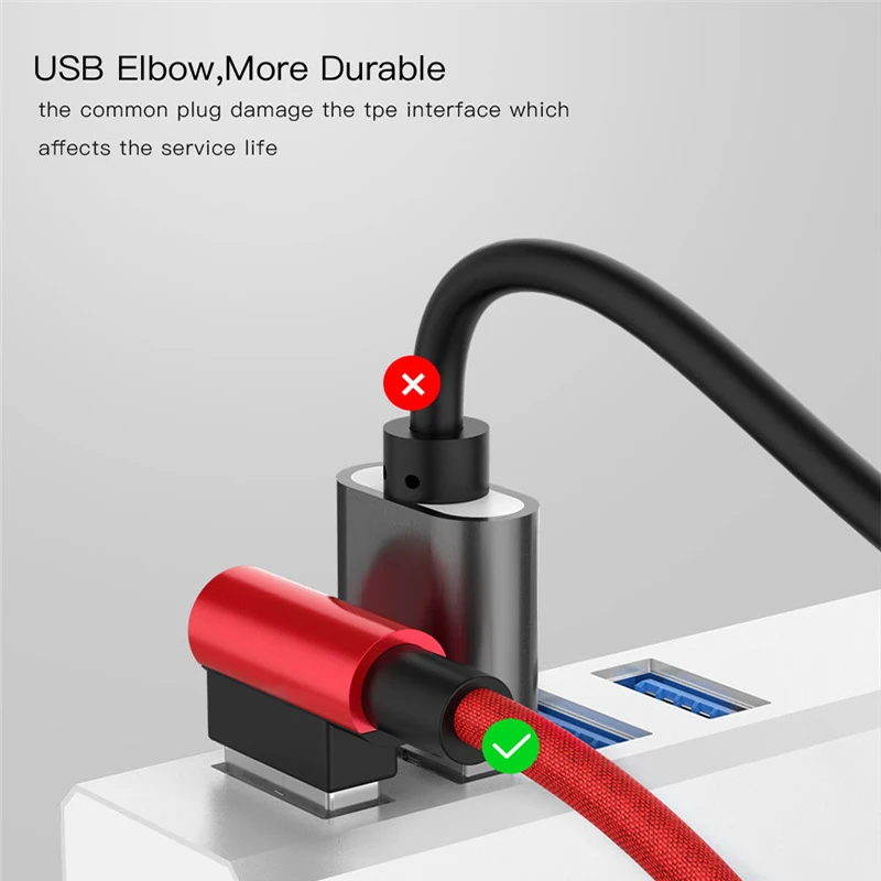 2.4A USB Type C кабель для зарядки 90 градусов 3 1 передачи данных зарядное устройство код