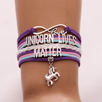 

(10pcs/lot) Infinity Love UNICORN LIVES MATTER Bracelet Unicorn Pendant Awareness Bracelets & Bangles Jewelry For Women Men