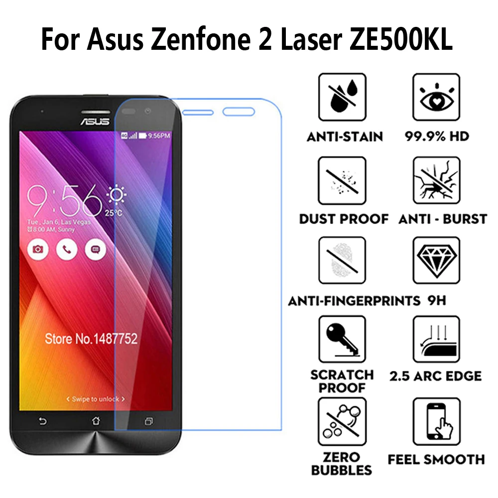 2 шт закаленное стекло для Asus Zenfone 2 Laser ZE500KL защита экрана Flim Защитное стекло для Asus Z00ED ZE ZE500 500 500KL KL