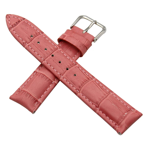 Pink Под крокодиловую кожу, из натуральной кожи, ремешок для наручных часов Jacques Lemans ремешок для наручных часов Сталь Туфли с ремешком и пряжкой запястье браслет 12/14/16/18/19/20/21/22/23/24 мм - Цвет ремешка: Pink