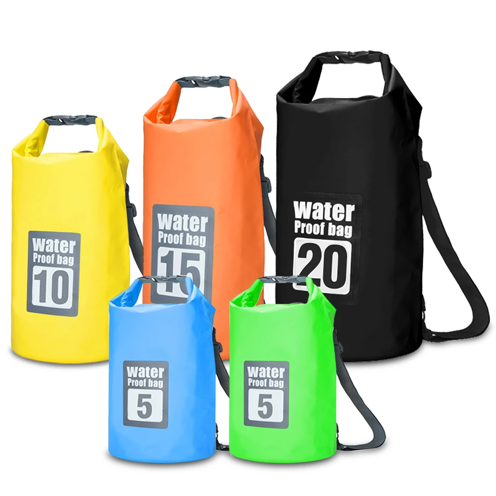 5L/10L/15L/20L водонепроницаемые сумки сухой мешок для каякинга рафтинг Водонепроницаемый рюкзак; спортивная сумка рафтинг плавание сухой мешок