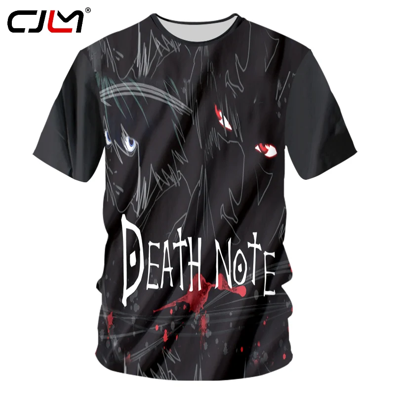 CJLM футболка Черная мужская летняя с 3d принтом футболки надписью Death Note Мужская