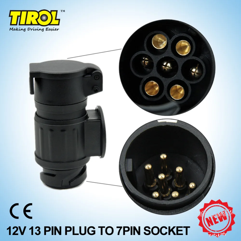 TIROL 13 To 7 Pin Trailer Adapter Black frosted materials Trailer Wiring Connector 12V Towbar ...