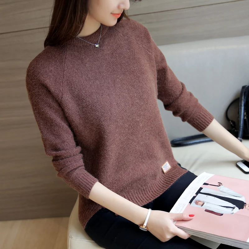 

2019 Women Sweaters And Pullovers Autumn Winter Long Sleeve Pull Femme Solid Pullover Female Casual Knitted Sweater