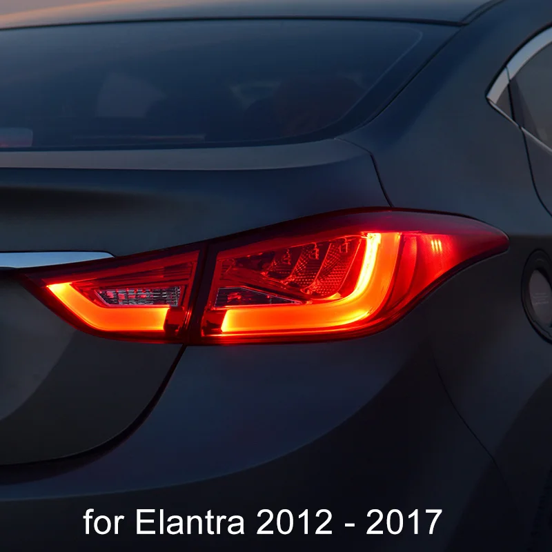 Светодиодный задний светильник для hyundai Elantra 2012 2013 красный дымчатый черный светодиодный задний светильник поворотный сигнал и тормозной светильник