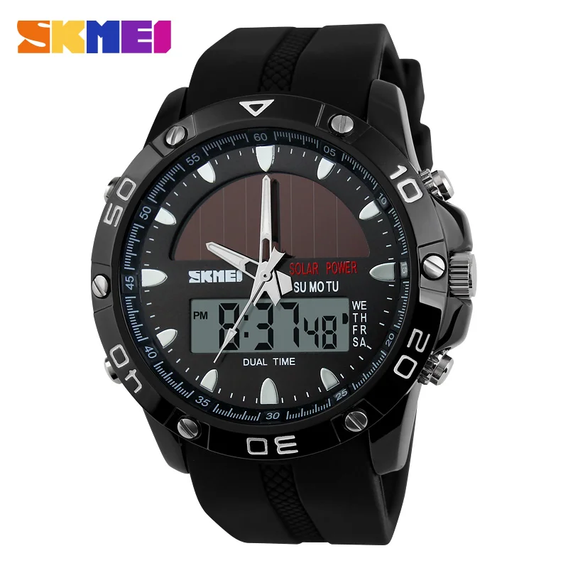 

New 2019 SKMEI Brand Solar energy Watch Digital Quartz Men Sports Watches Multifunctional Outdoor Military Wristwatches 1064