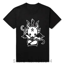 Новая летняя стильная футболка с изображением Сатанинского козла Бафомета из мультфильма, Мужская хлопковая футболка с коротким рукавом и принтом, брендовая футболка