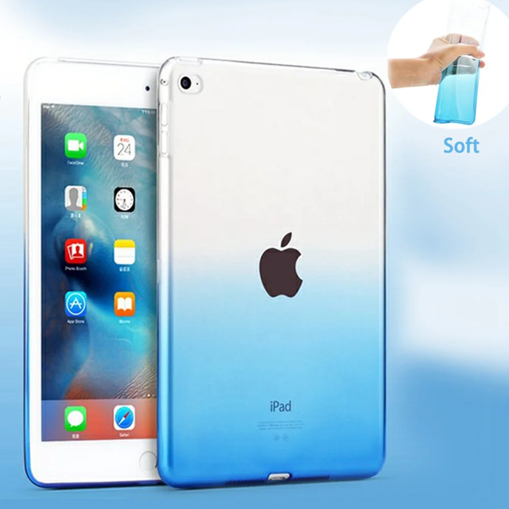 

KISSCASE NEW Original Case For iPad air 1 2 Soft TPU Cases For iPad mini 2 3 4 Cover Luxury Gradient Color Silicone Accessories