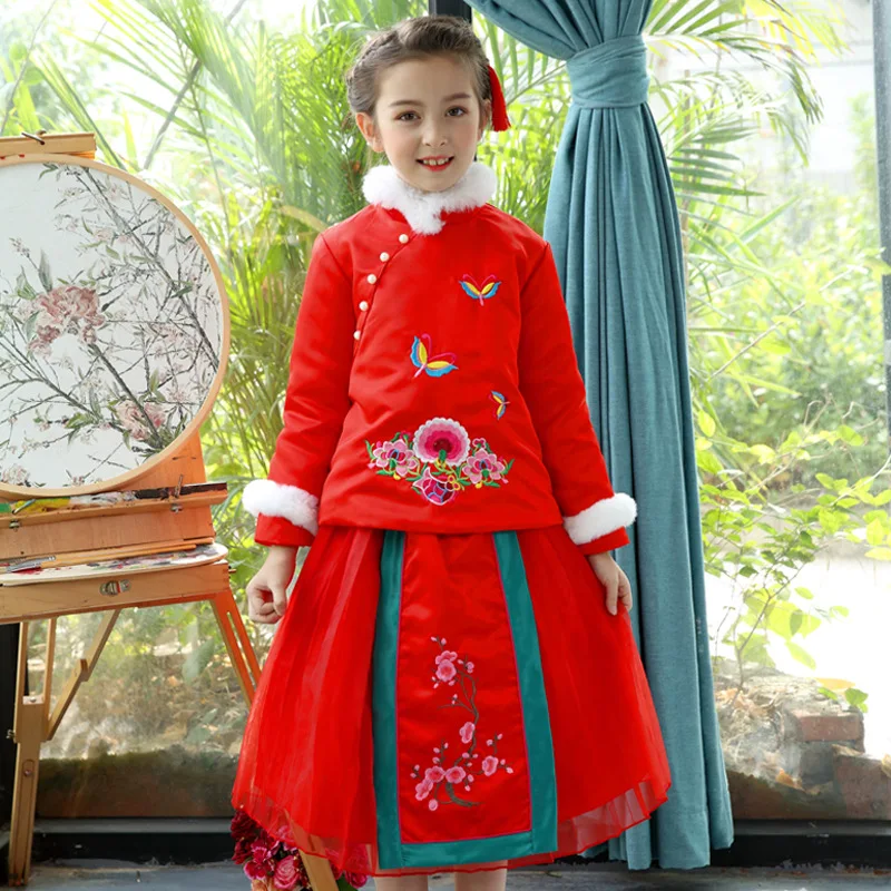 Зимнее утолщенное платье Ципао с вышивкой в китайском стиле Традиционное