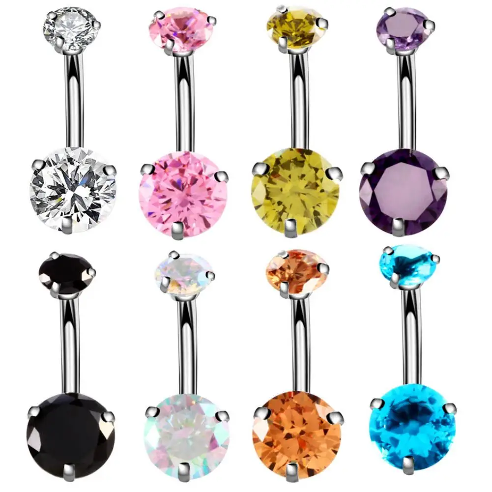 

Women's Zircon Belly Button Rings Navel Barbell Stud Body Piercing Jewelry
