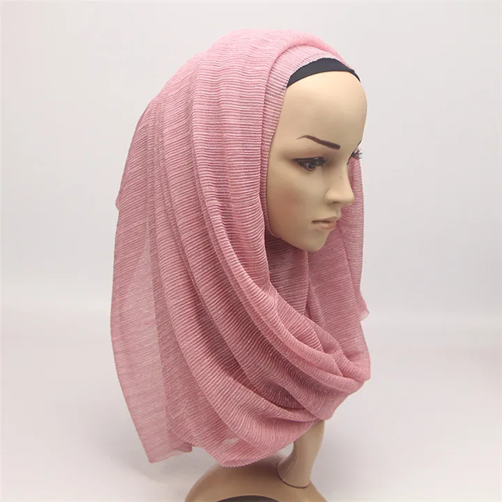 Skin Pink ZFQHJJ мусульманский платок 180*85 см Арабский Женский Золотой полиэстер трикотажные хиджабы головной убор леди турецкий вечерние Свадебный хиджаб шарф - Цвет: Skin Pink