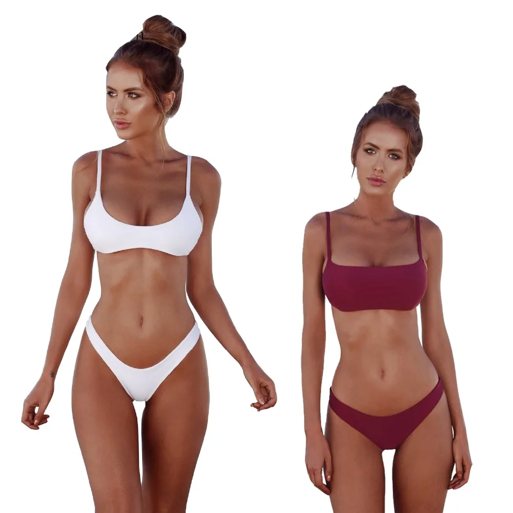 DA HAI 2018 Sexy Bikini Summer Set Solid Color Set Swimwear Two Piece Swimwear Beach Wear