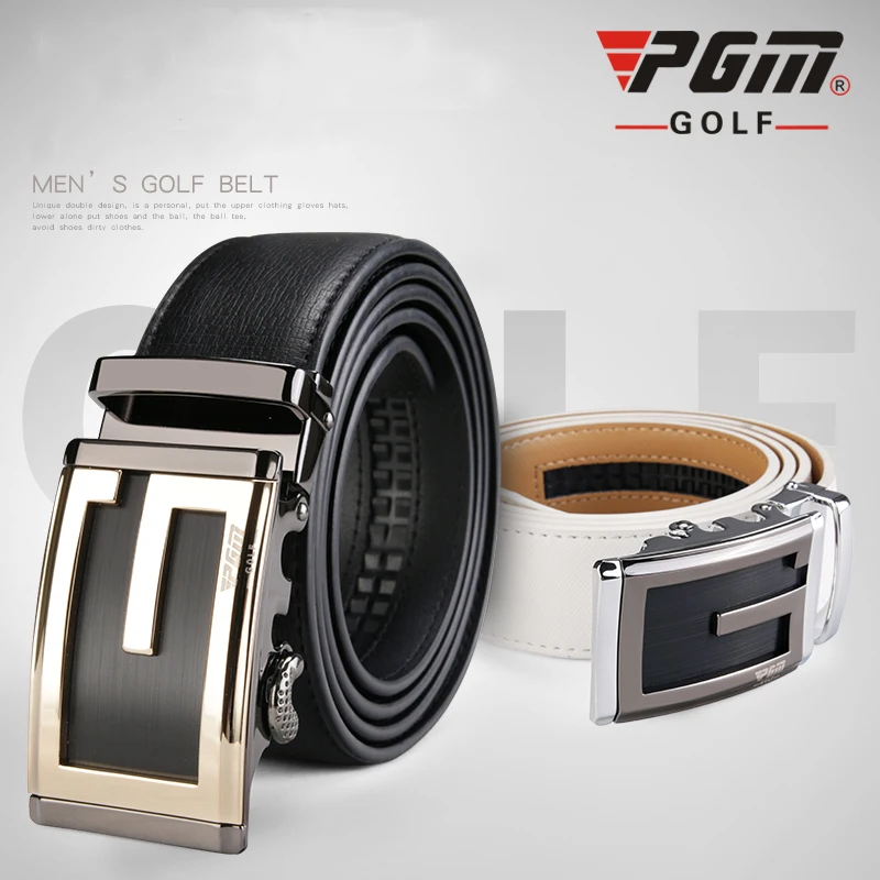 

2017New PGM Golf Belts Men's Genuine Leather Ratchet Dress Belt with Alloy Automatic Buckle