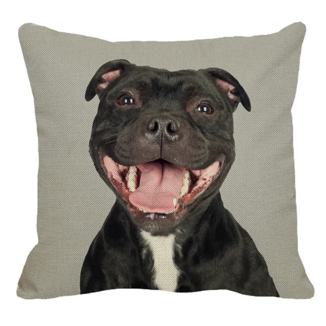 XUNYU, льняной чехол для подушки с изображением собаки, дивана, квадратная декоративная наволочка, чехол для подушки с изображением животных 45X45 см AC015 - Цвет: 2
