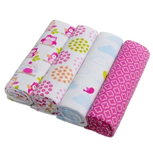 Hot! 4 pcs/lot 100% Coton Flanelle Bébé Garçons Filles Couverture Emmaillotage Nouveau-Né Coloré Cobertor Doux Bébé Drap Ensemble de Literie