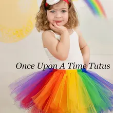 Радужные балетные пачки и юбки для девочек разноцветные тюлевые балетные пачки ручной работы с цветочной повязкой на голову, детские праздничные юбки