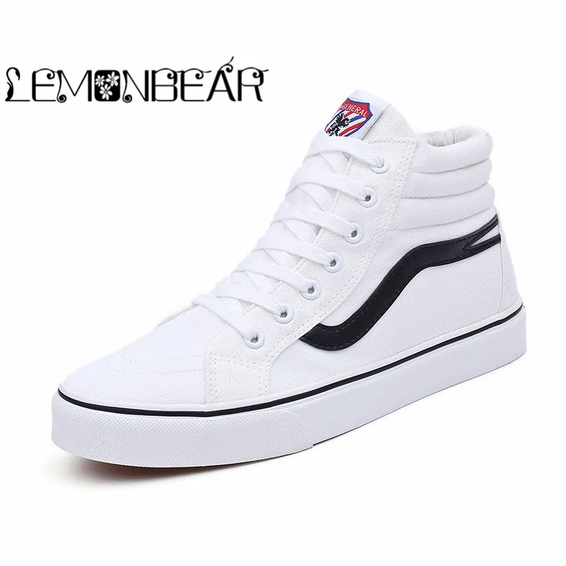 

Men Shoes Fashion High Top Canvas Casual Shoe Patchwork Men's Vulcanize Shoes Autumn Lace Up Flats Solid Black White Sneakers