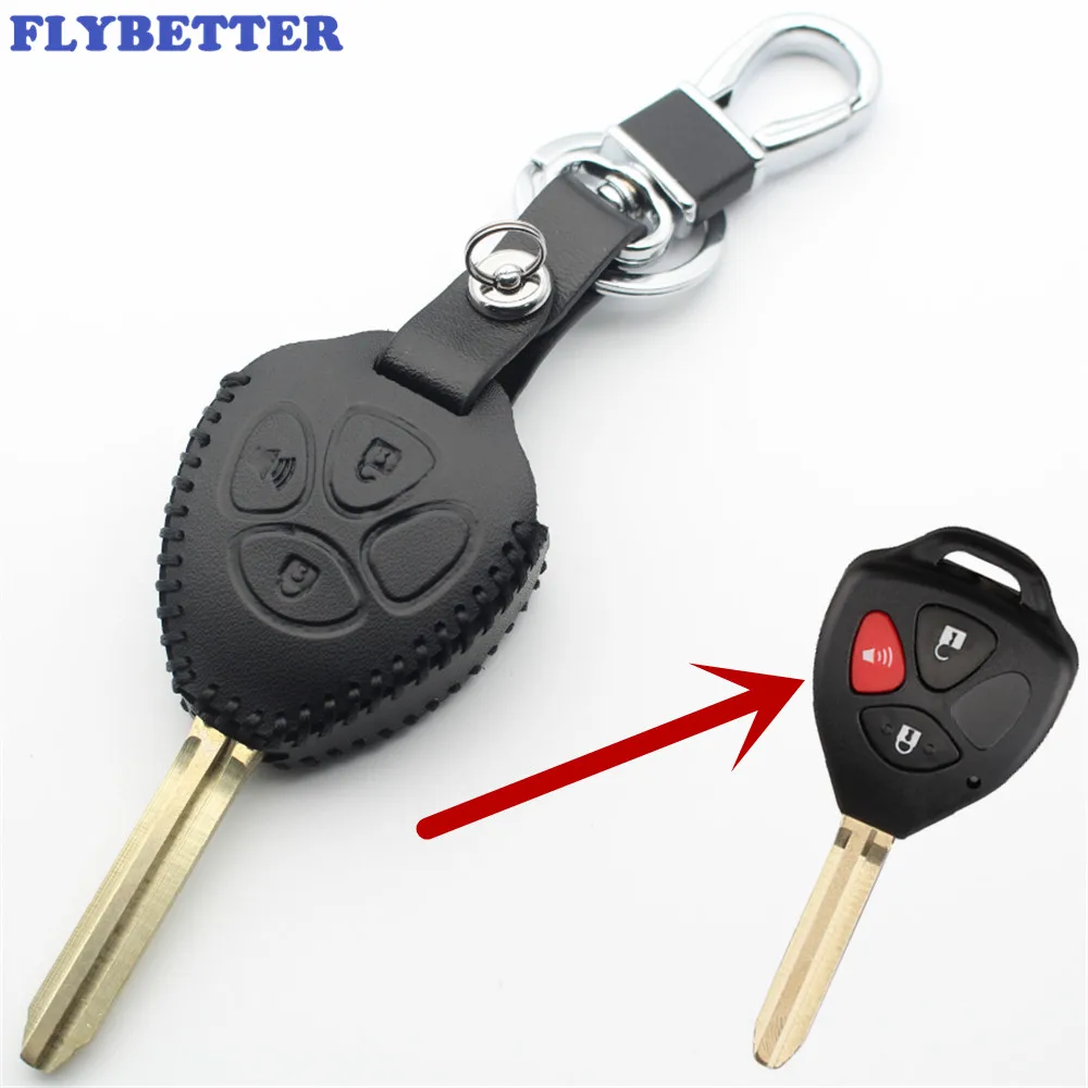 FLYBETTER натуральная кожа 3 кнопки удаленный ключевой чехол для Toyota Wish/Camry/матрица/RAV4 стайлинга автомобилей L371