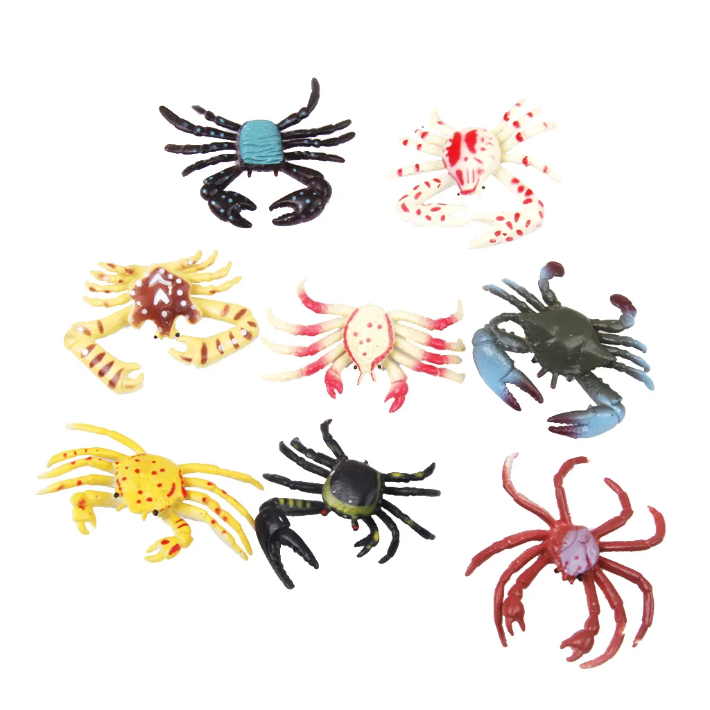 Set of 8 Pieces Various Plastic Crab Model Animal Display Figures Filler Toy Collection